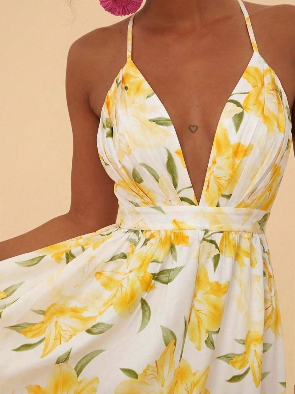 Multicolor Boho Women's Tropical & Floral Printed Spaghetti Strap Backless Dress